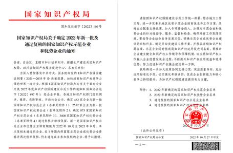 冶建公司榮獲國(guó)家級(jí)知識(shí)產(chǎn)權(quán)優(yōu)勢(shì)企業(yè)稱(chēng)號(hào)